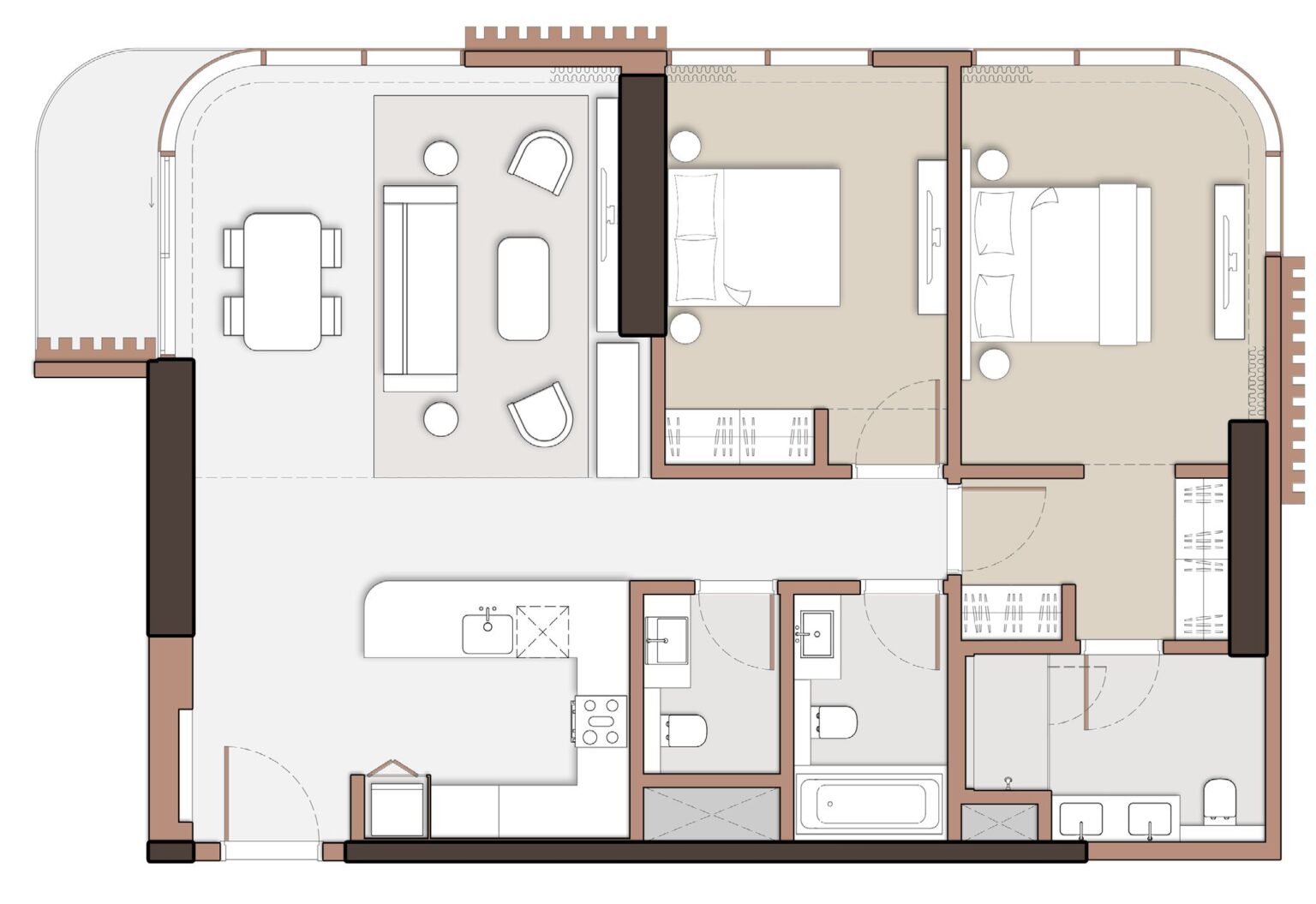 The Edit at d3 2 bedroom apartment floor plan, layout 2, Dubai Design District