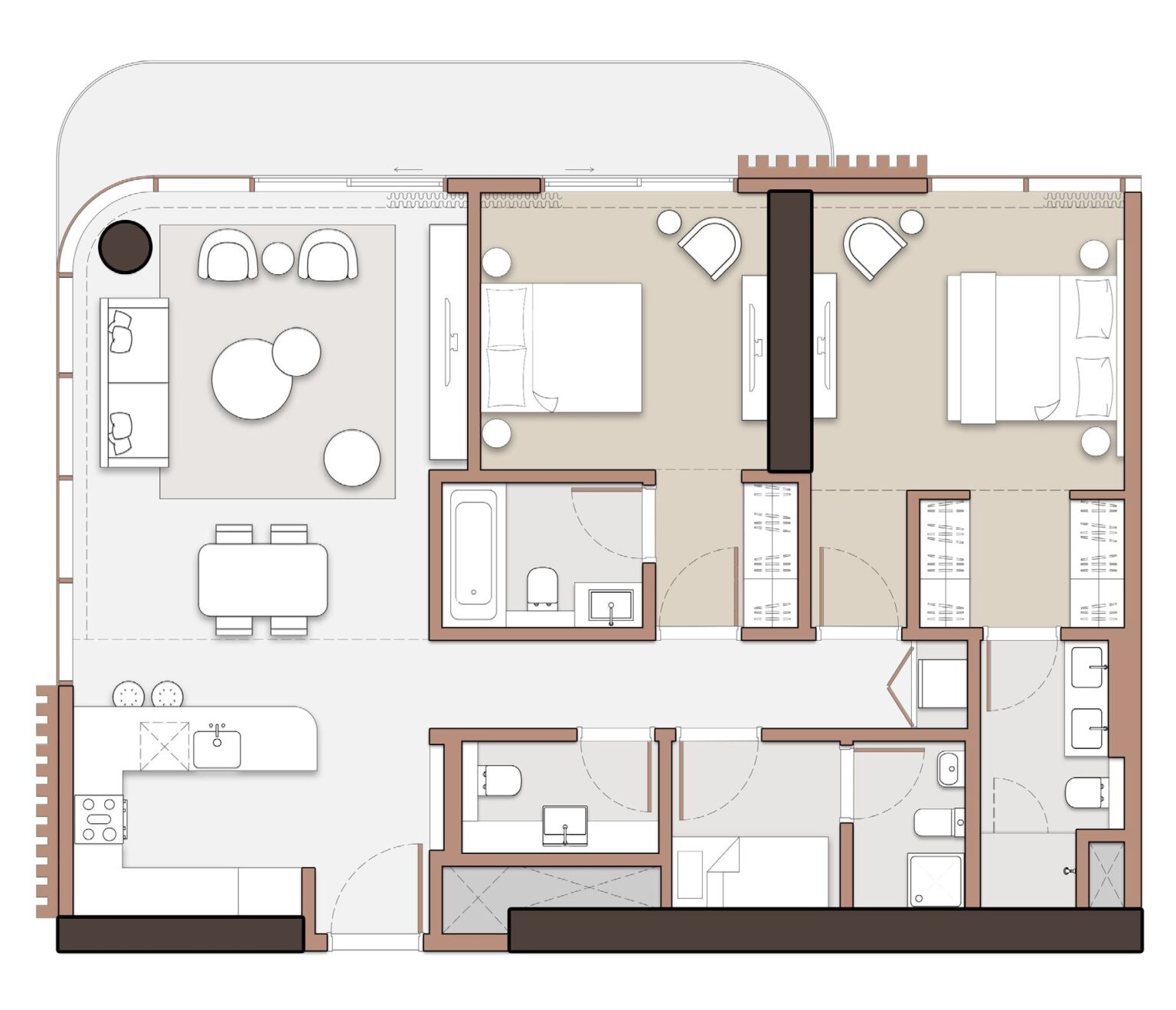 The Edit at d3 2 bedroom apartment floor plan, layout 4, Dubai Design District