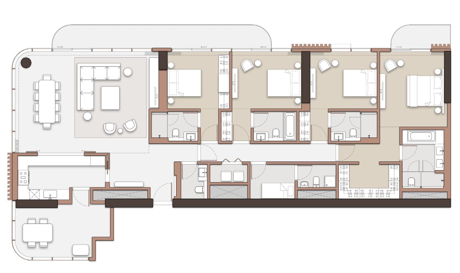 The Edit at d3 4 bedroom apartment floor plan, layout 2, Dubai Design District