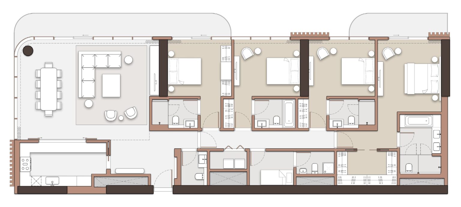 The Edit at d3 4 bedroom apartment floor plan, layout 3, Dubai Design District