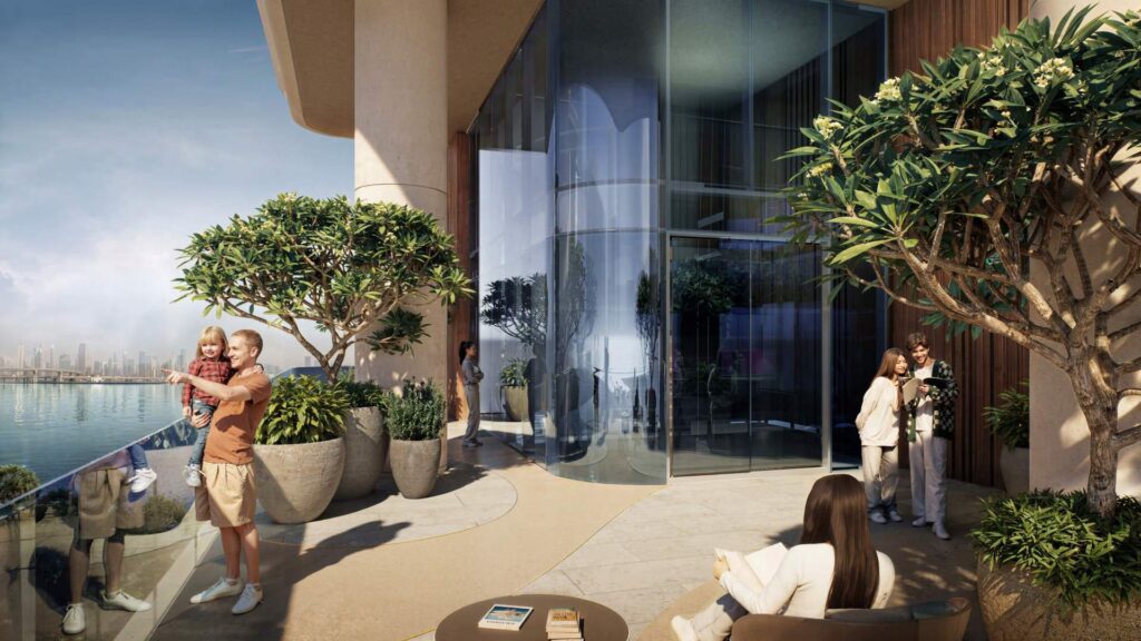 Penthouse terrace with planters and creek views at The Edit at d3