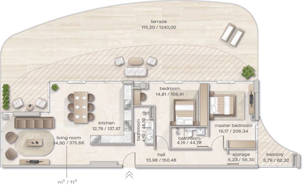 Zephyra Residences – 2 bedroom floor plan