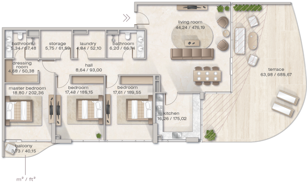 Zephyra Residences – 3 bedroom floor plan