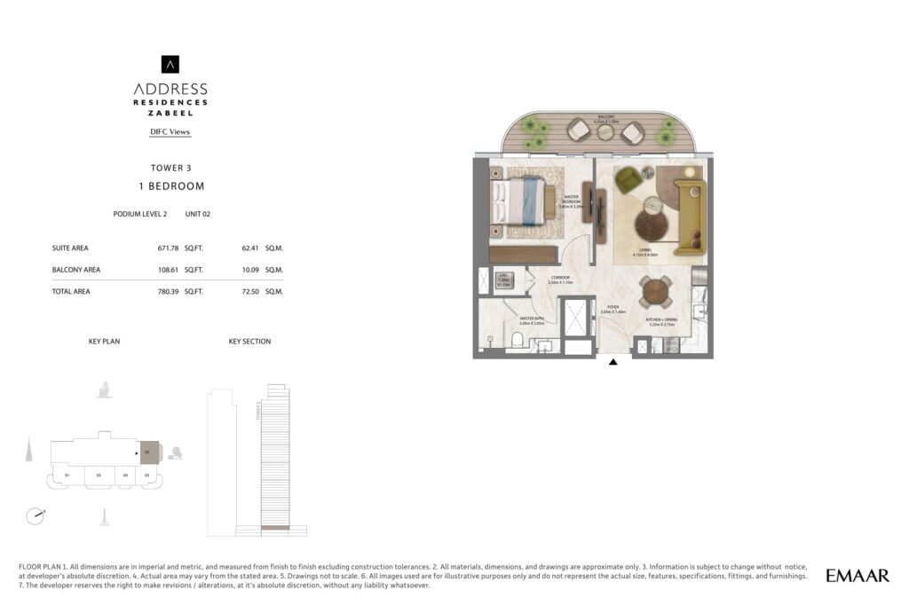 Address Residences Zabeel - 1 Bedroom Floorplan (2)