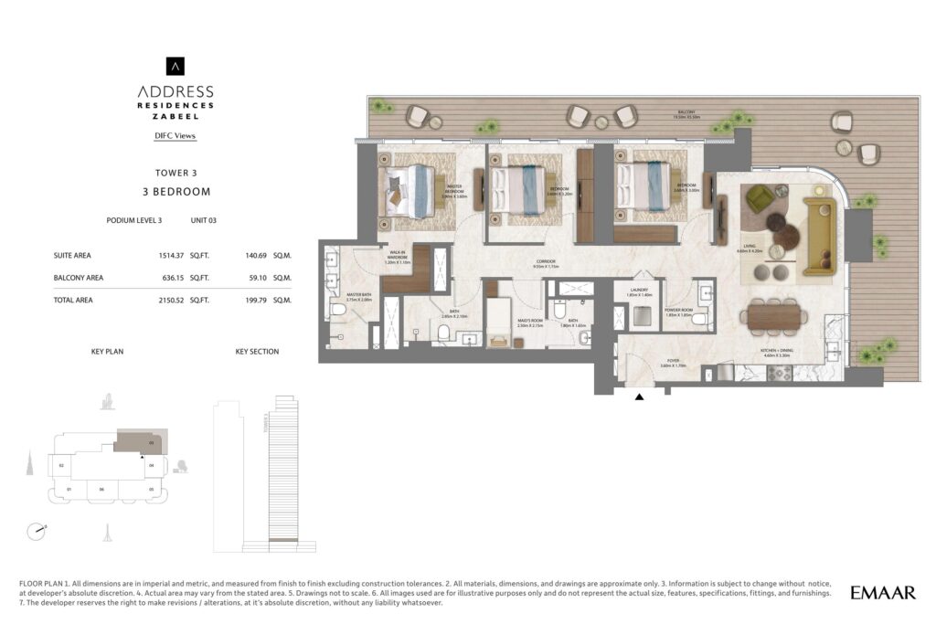 Address Residences Zabeel - 3 Bedroom Floorplan (1)
