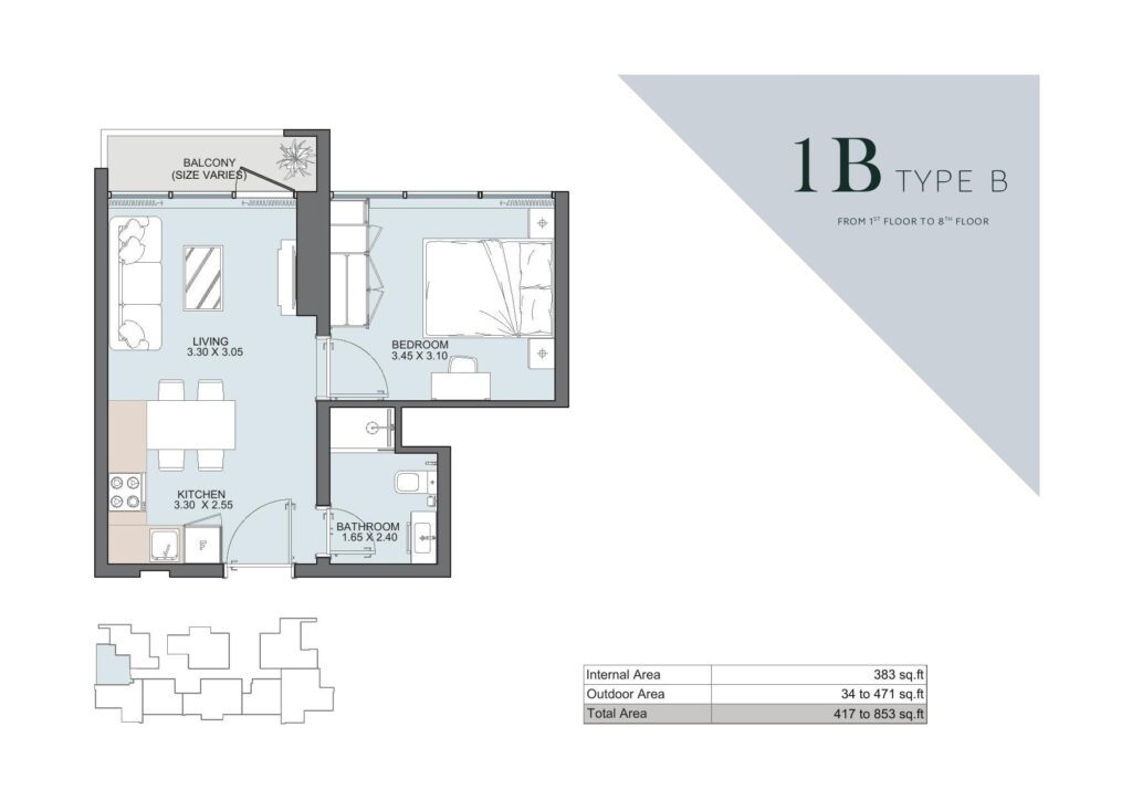 Alba Tower - 1 Bedroom Floorplan (2)