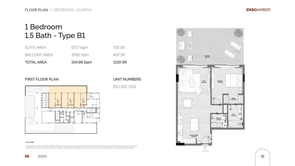 Amber by Enso - 1 Bedroom Floorplan (1)