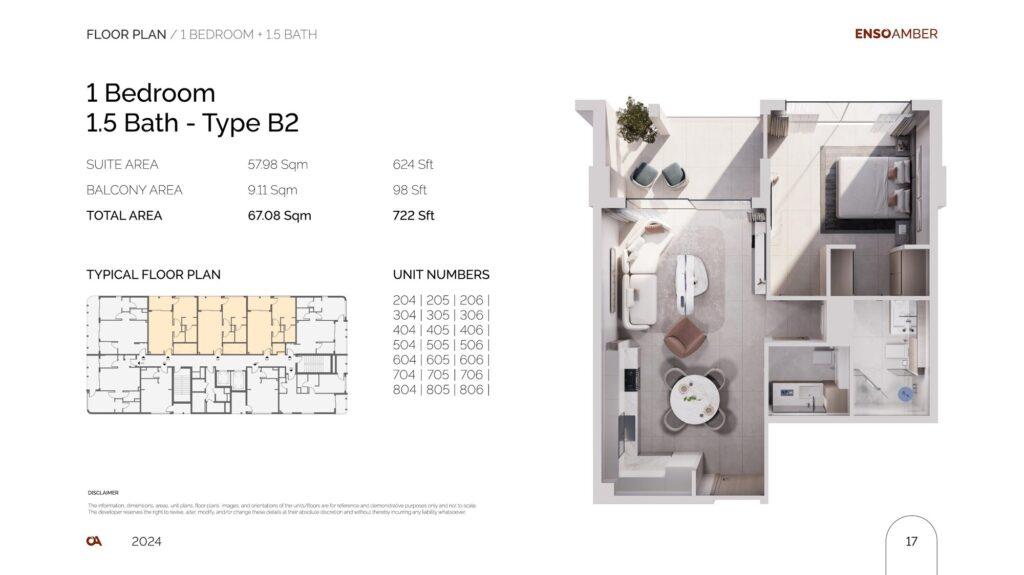 Amber by Enso - 1 Bedroom Floorplan (2)