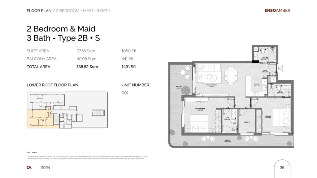 Amber by Enso - 2 Bedroom Floorplan (1)