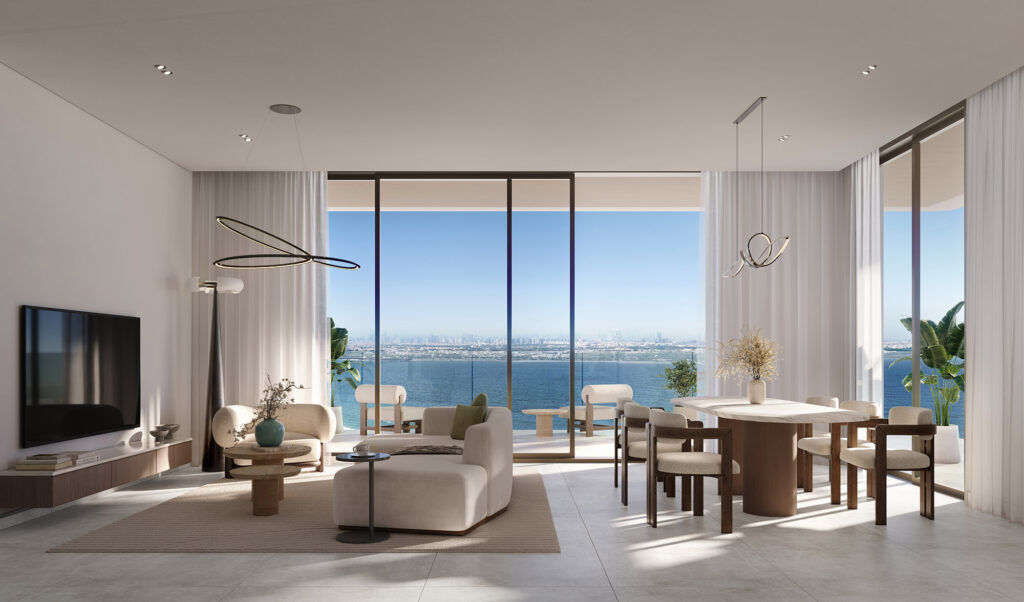 Bashayer Residences apartment living room with sea views