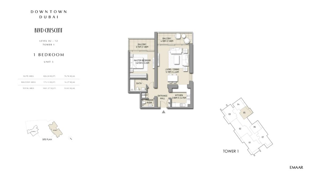 BLVD Crescent - Floorplans - 1 Bedroom Unit 5