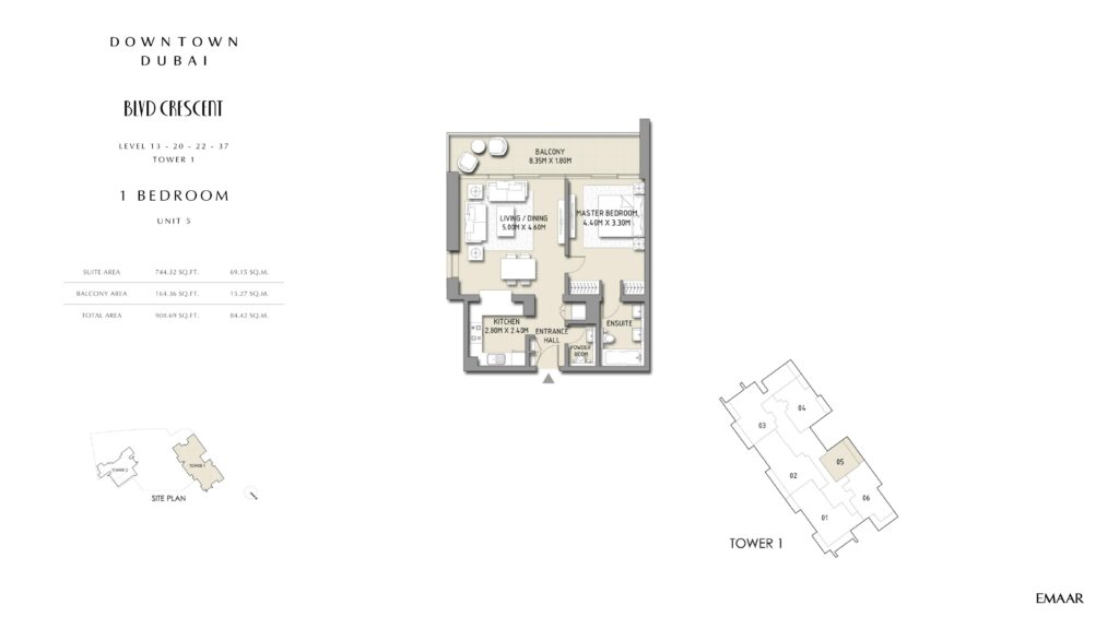 BLVD Crescent - Floorplans - 1 Bedroom Unit 5 T2