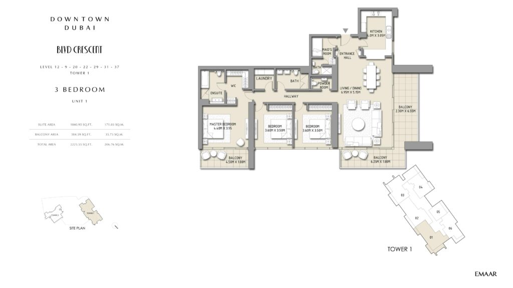 BLVD Crescent - Floorplans - 3 Bedroom Unit 1 T2