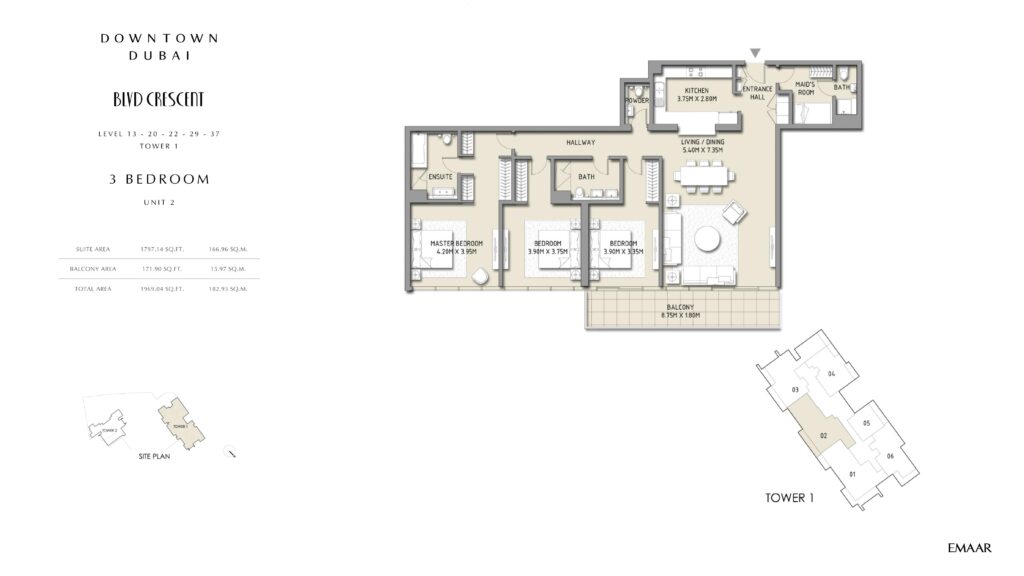BLVD Crescent - Floorplans - 3 Bedroom Unit 2 T2