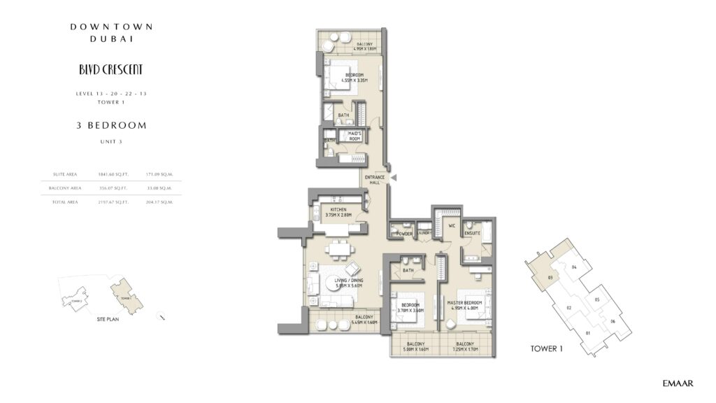 BLVD Crescent - Floorplans - 3 Bedroom Unit 3