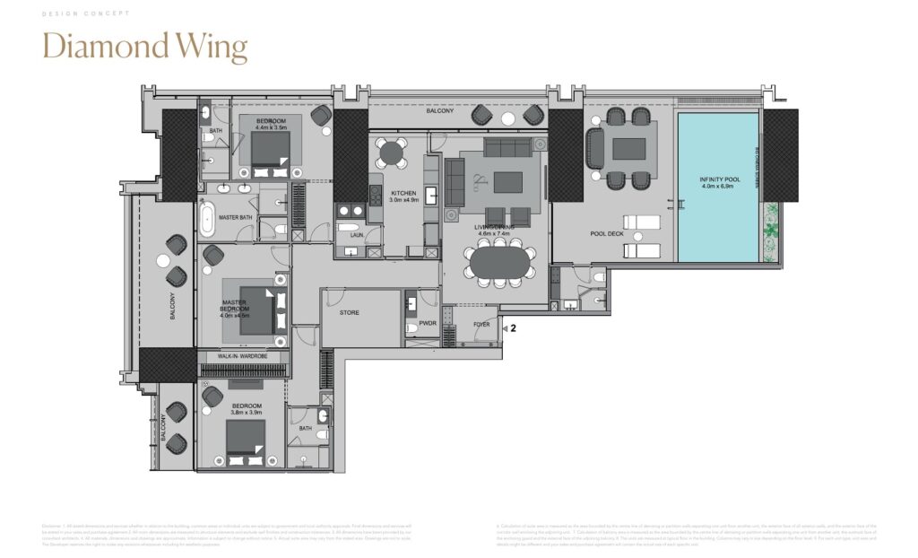 Burj Binghatti - Floorplans - Diamond Wing 3 Bedroom