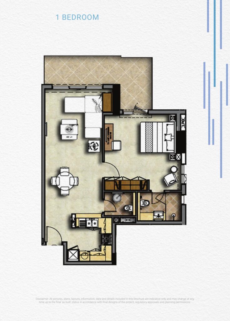 DAMAC Majestine - Floorplans - 1 Bedroom
