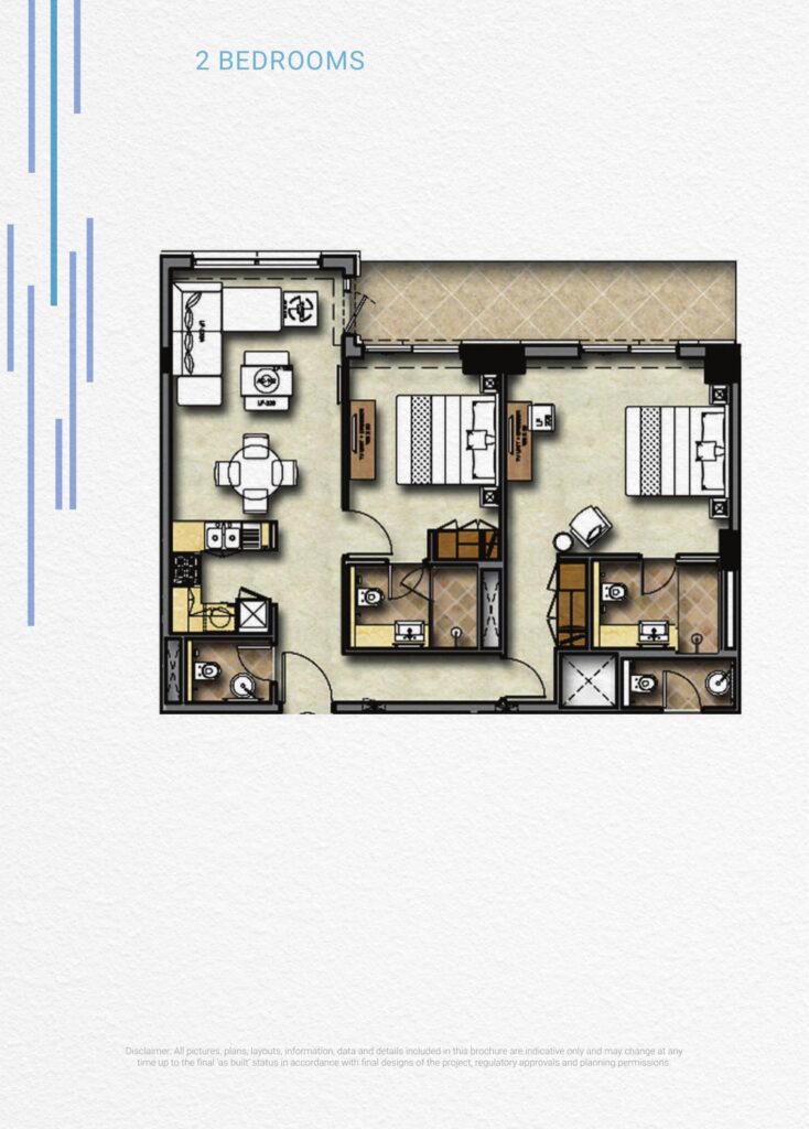 DAMAC Majestine - Floorplans - 2 Bedroom