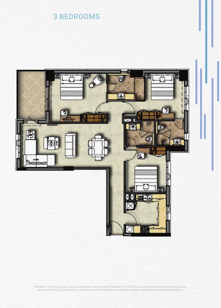 DAMAC Majestine - Floorplans - 3 Bedroom