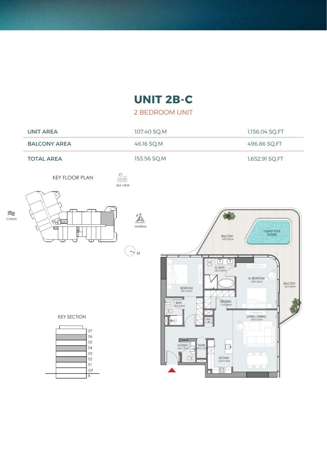 DO Hotels and Residences 2 bedroom apartment floor plan, unit 2B C, Dubai Islands