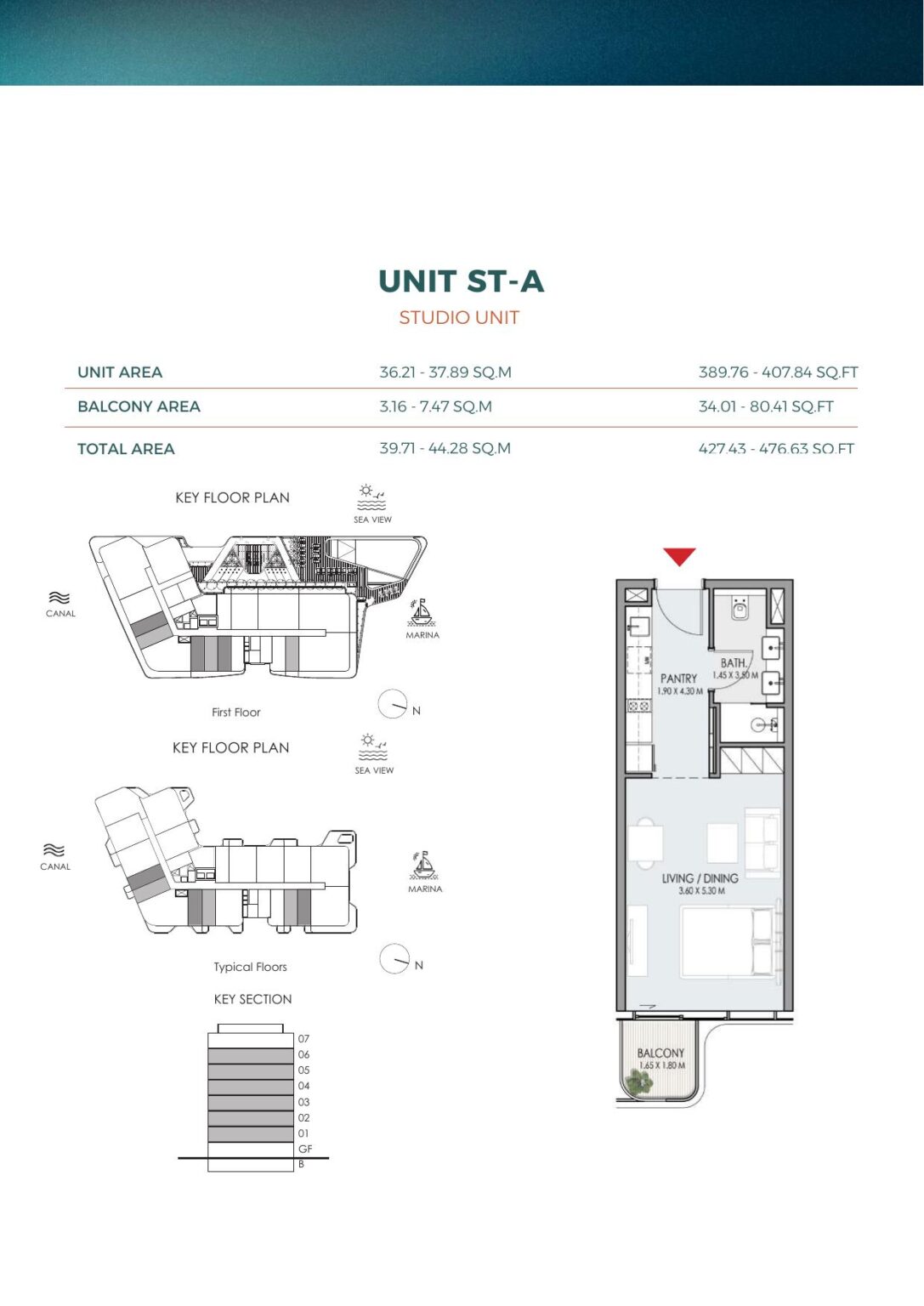 DO Hotels and Residences studio floor plan, unit ST A, Dubai Islands