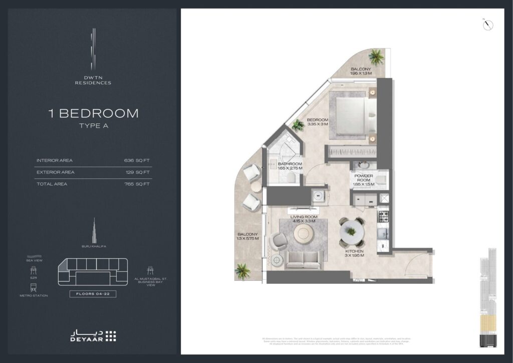 DWTN Residences - Floorplans - 1 Bedroom Type A