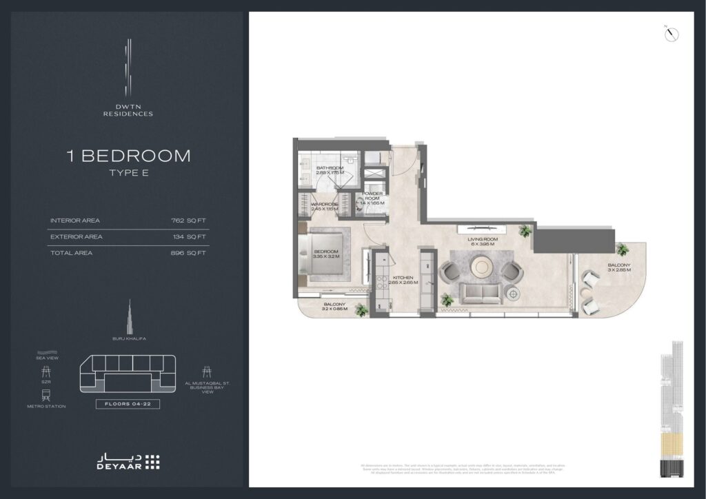 DWTN Residences - Floorplans - 1 Bedroom Type E