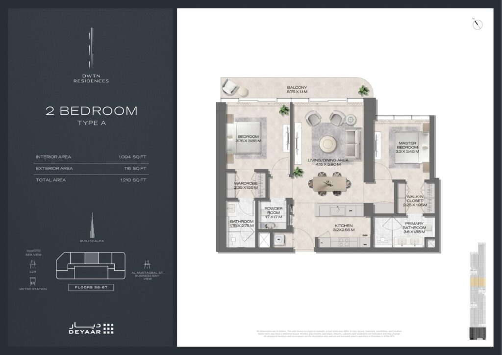 DWTN Residences - Floorplans - 2 Bedroom Type A