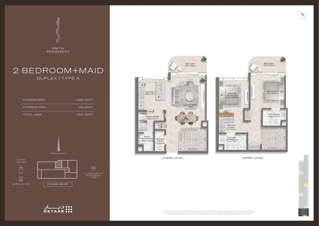 DWTN Residences - Floorplans - Duplex 2 Bedroom Maid Type A