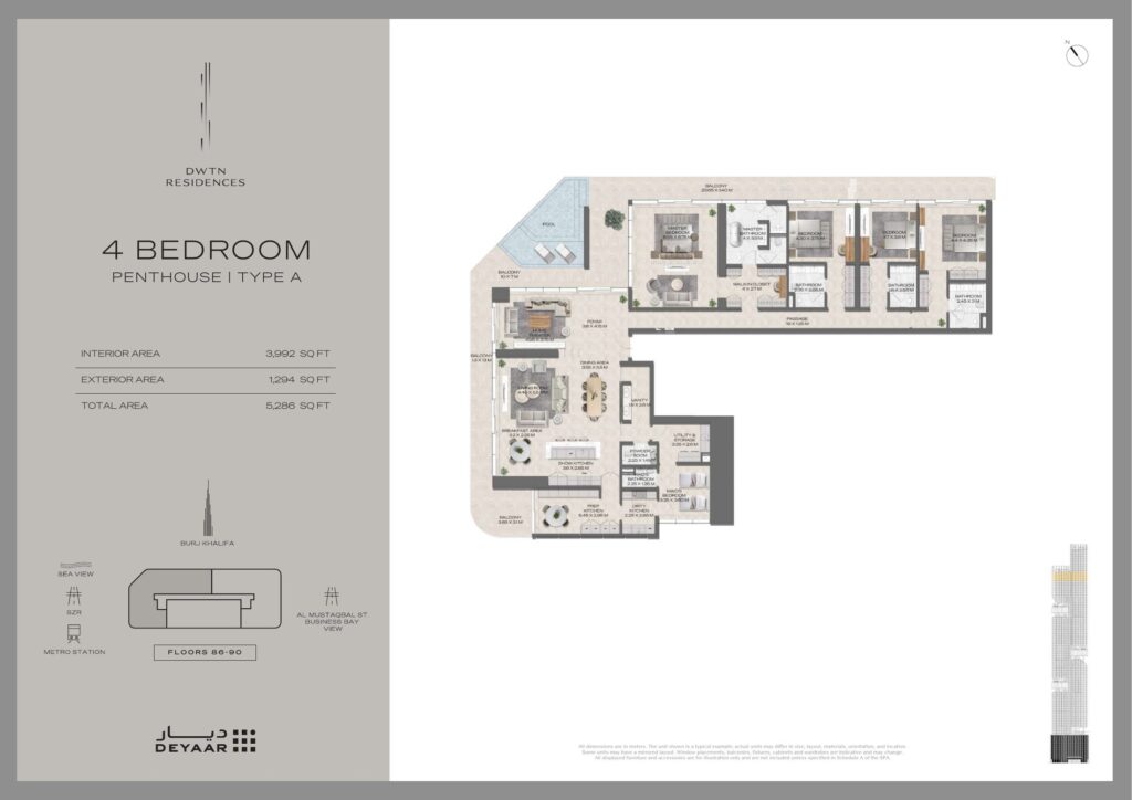 DWTN Residences - Floorplans - Penthouse 4 Bedroom Type A