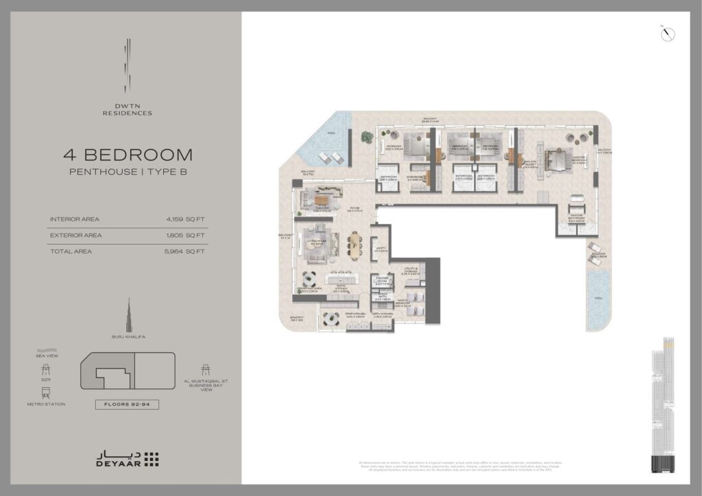 DWTN Residences - Floorplans - Penthouse 4 Bedroom Type B