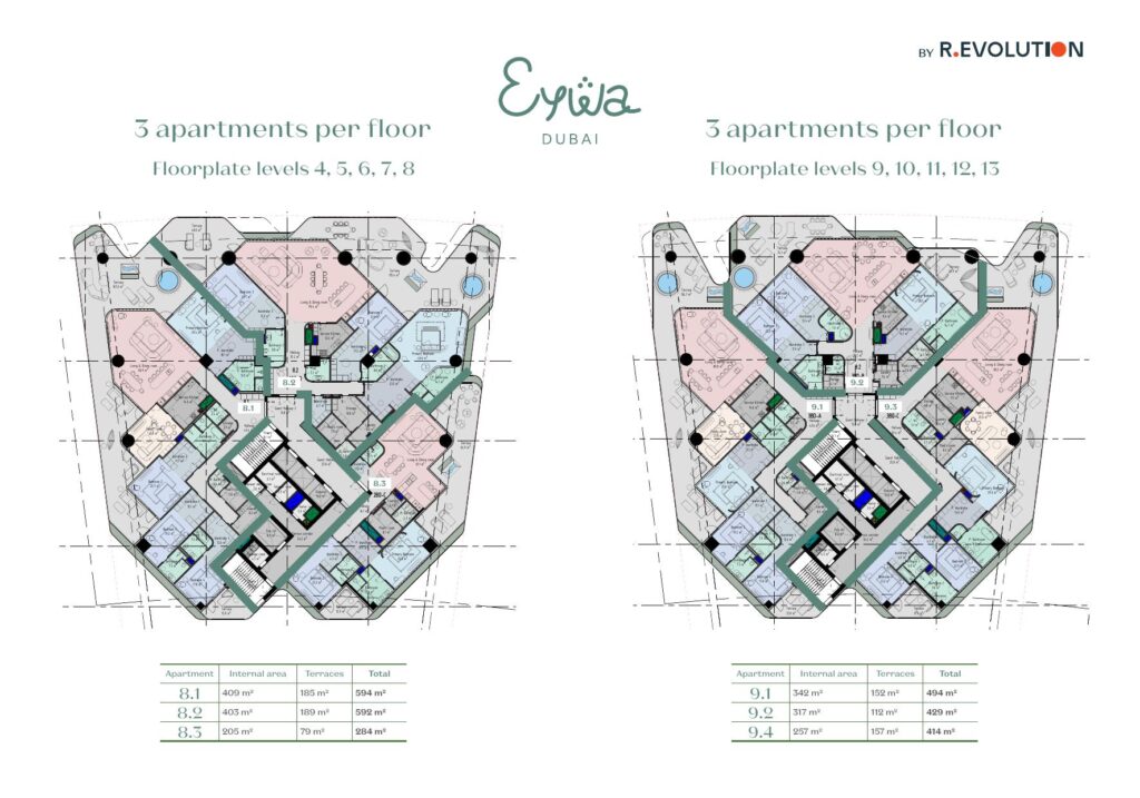 EYWA - Floorplans - 2 Bedroom and 3 Bedroom and 4 Bedroom