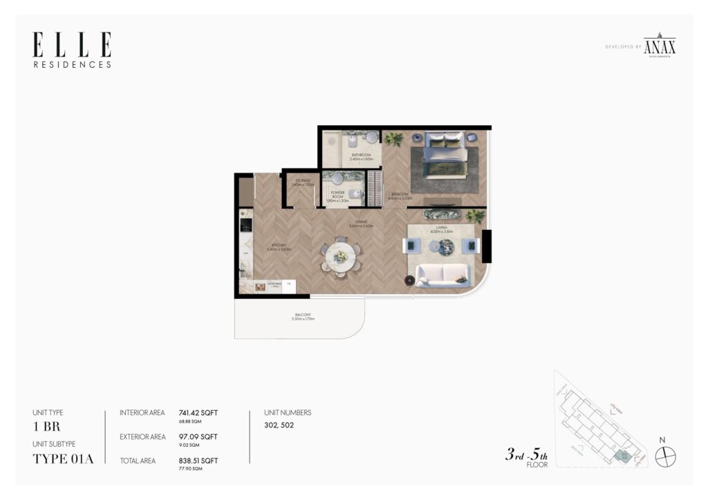 Elle Residences - 1 Bedroom Floorplan (1)