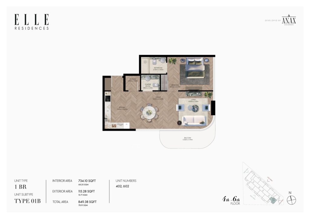 Elle Residences - 1 Bedroom Floorplan (2)