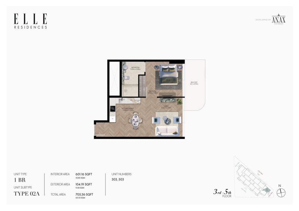 Elle Residences - 1 Bedroom Floorplan (3)