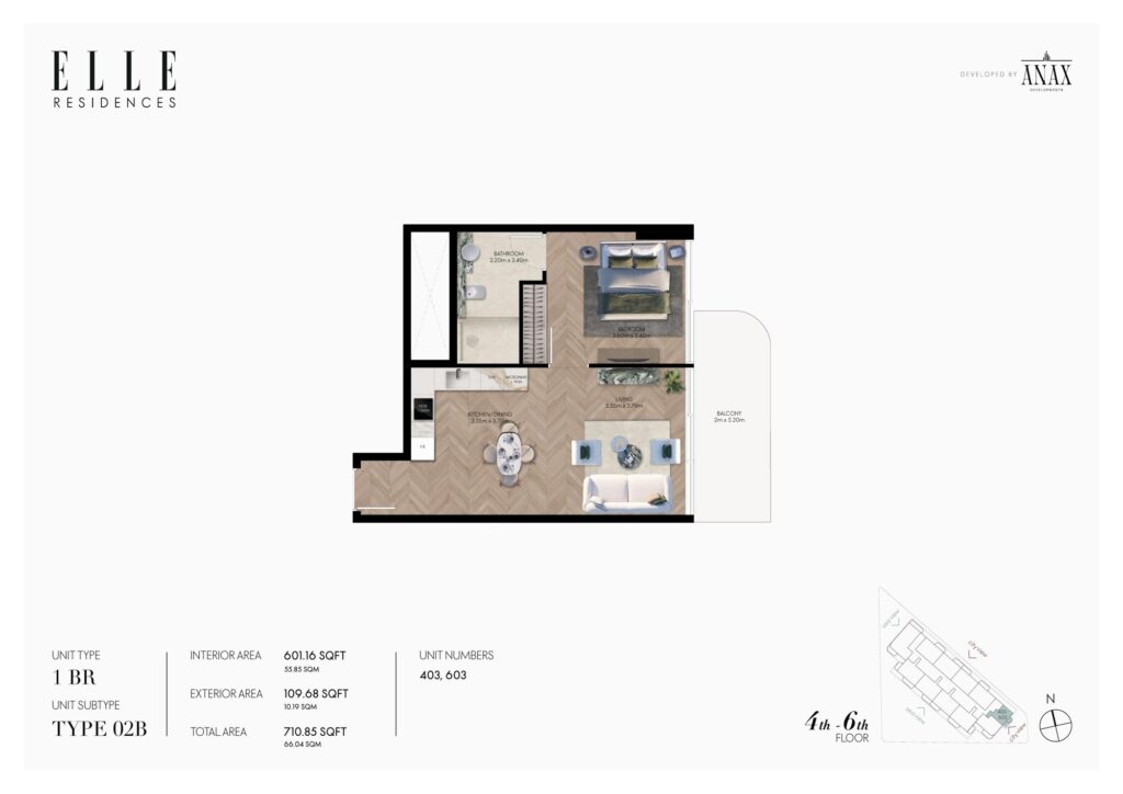 Elle Residences - 1 Bedroom Floorplan (4)