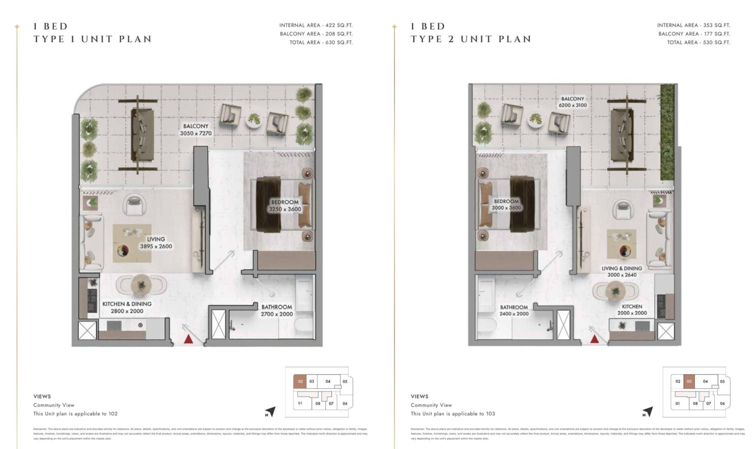 Elmora by Neoterra 1 bedroom apartment floor plan, layout 1 of 2, Al Wasl, Dubai