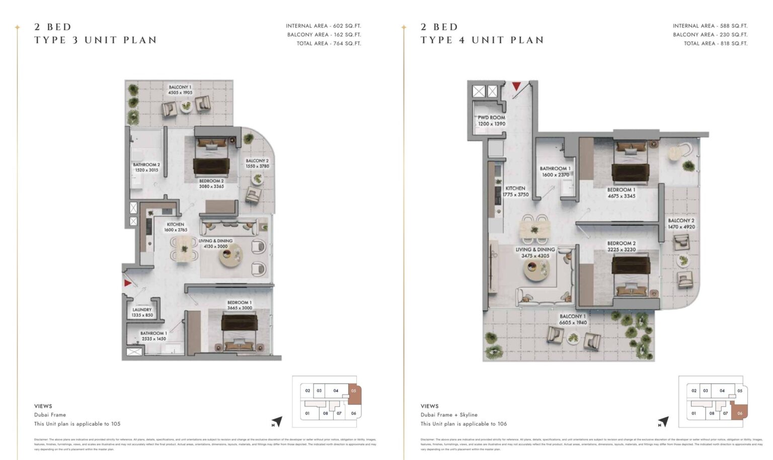 Elmora by Neoterra 2 bedroom apartment floor plan, layout 2 of 2, Al Wasl, Dubai