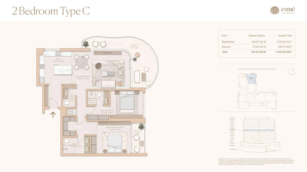 Esme Beach Residences - Floorplans - 2 Bedroom Type C