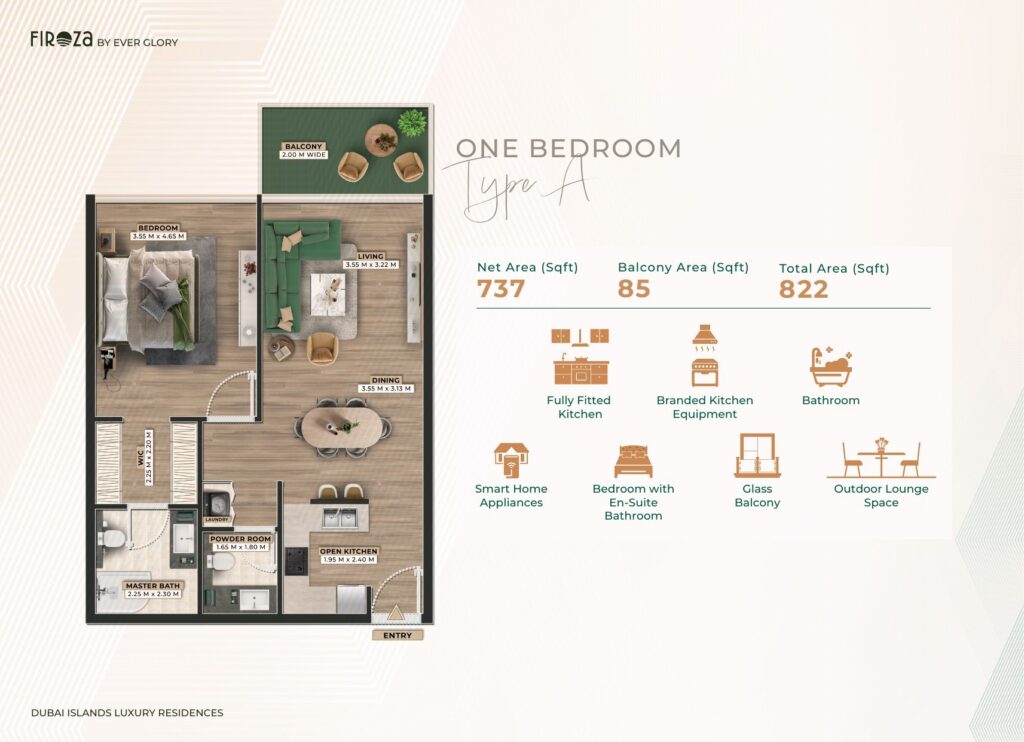 Firoza - Floorplans - 1 Bedroom Type A