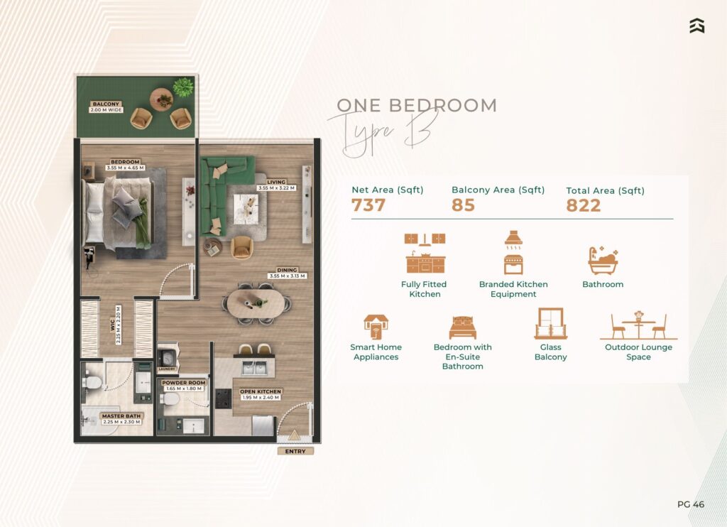 Firoza - Floorplans - 1 Bedroom Type B