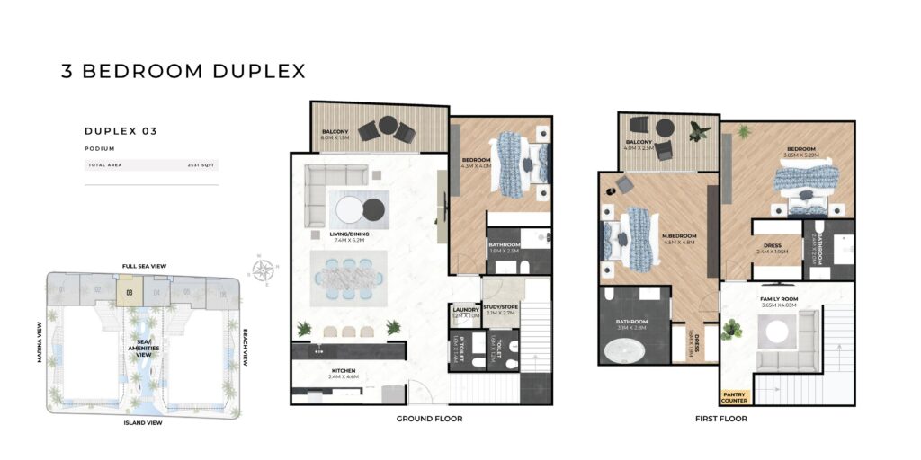 Hatimi Residences - Floorplans - 3 Bedroom Duplex 03
