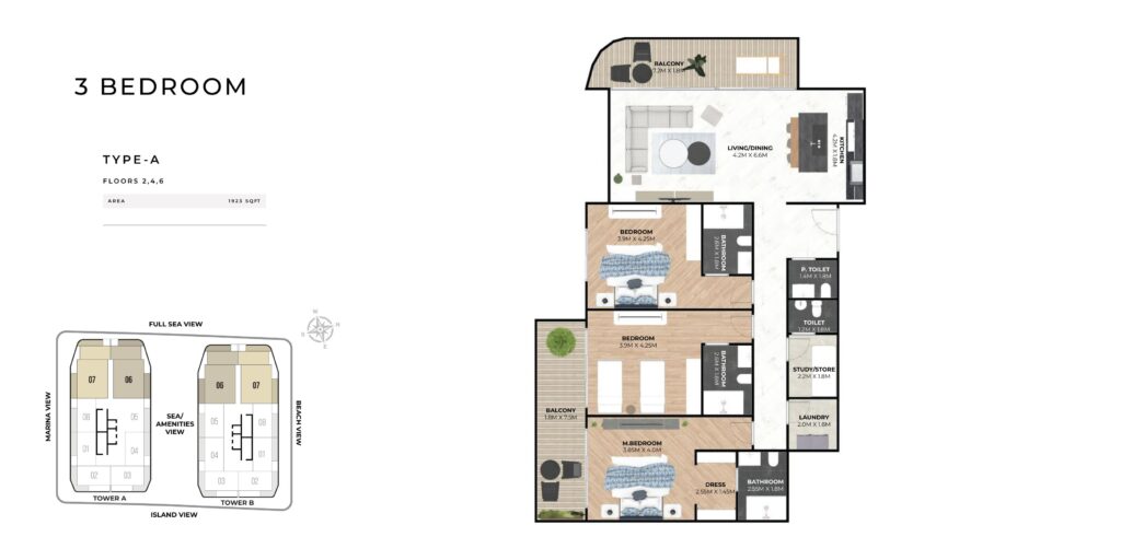 Hatimi Residences - Floorplans - 3 Bedroom Type A