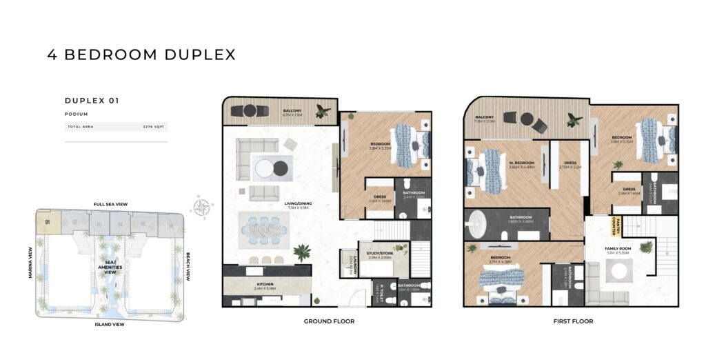 Hatimi Residences - Floorplans - 4 Bedroom Duplex 01