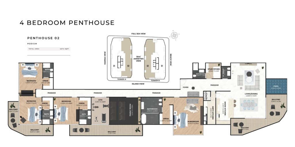 Hatimi Residences - Floorplans - 4 Bedroom Penthouse 02