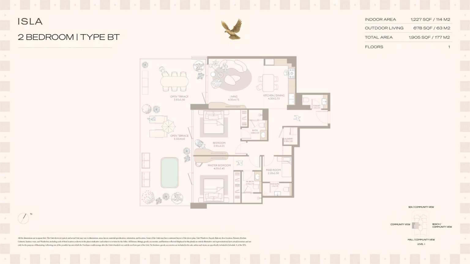 Isla Private Residences 2 bedroom apartment floor plan, layout 2, Dubai Islands