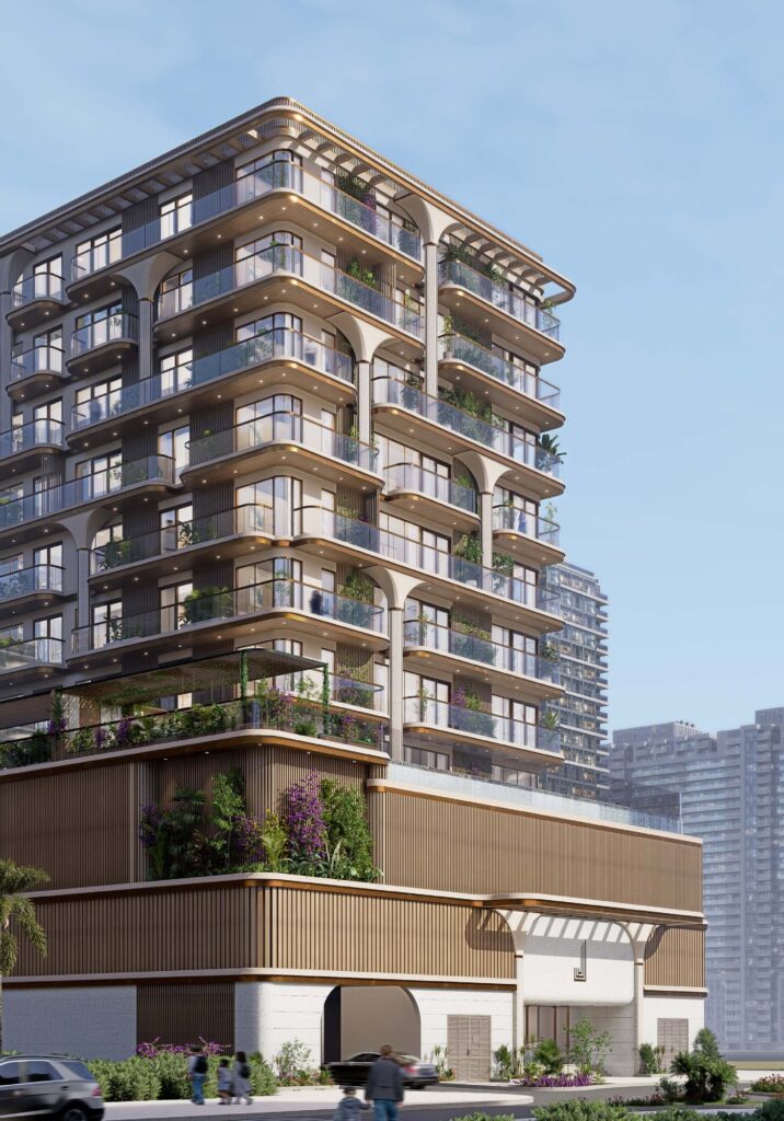 LIORA Residence tower with bronze balconies, Dubai Islands