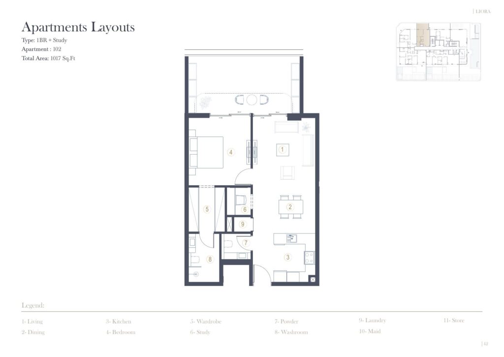LIORA Residence - Floorplans - 1 Bedroom (Unit 102)