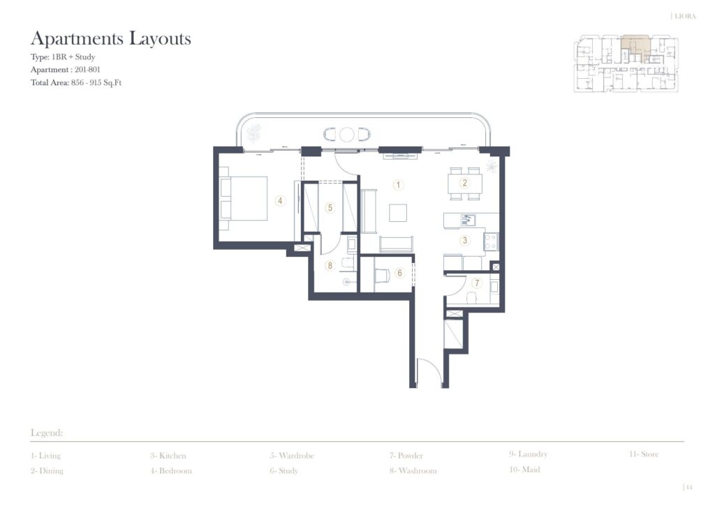 LIORA Residence - Floorplans - 1 Bedroom (Unit 201-801)