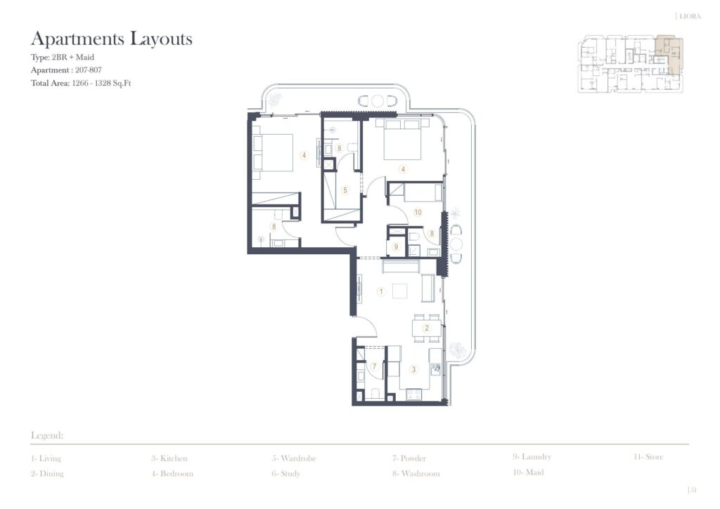 LIORA Residence - Floorplans - 2 Bedroom+Maid (Unit 207-807)